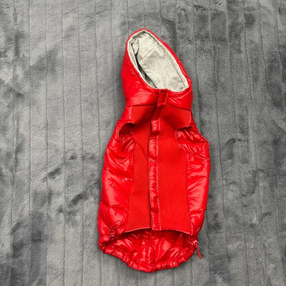 Champion Red Puffer Dog Vest Hooded Quilted Pet Jacket Large RN145328